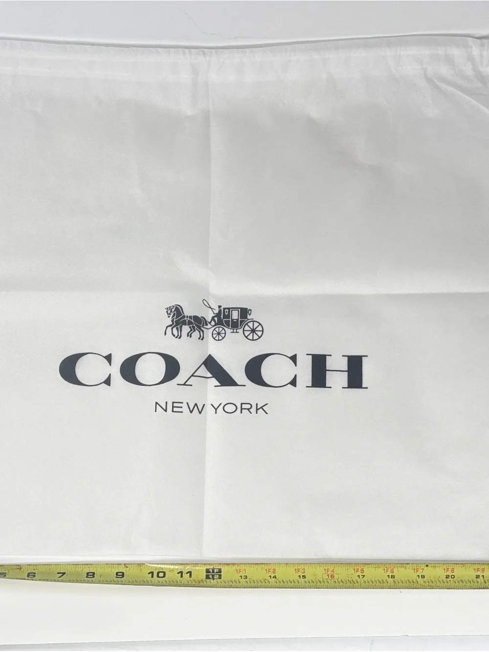 Coach New York Dust Bag - White with Black Logo 12 by 12 inches. Draw string